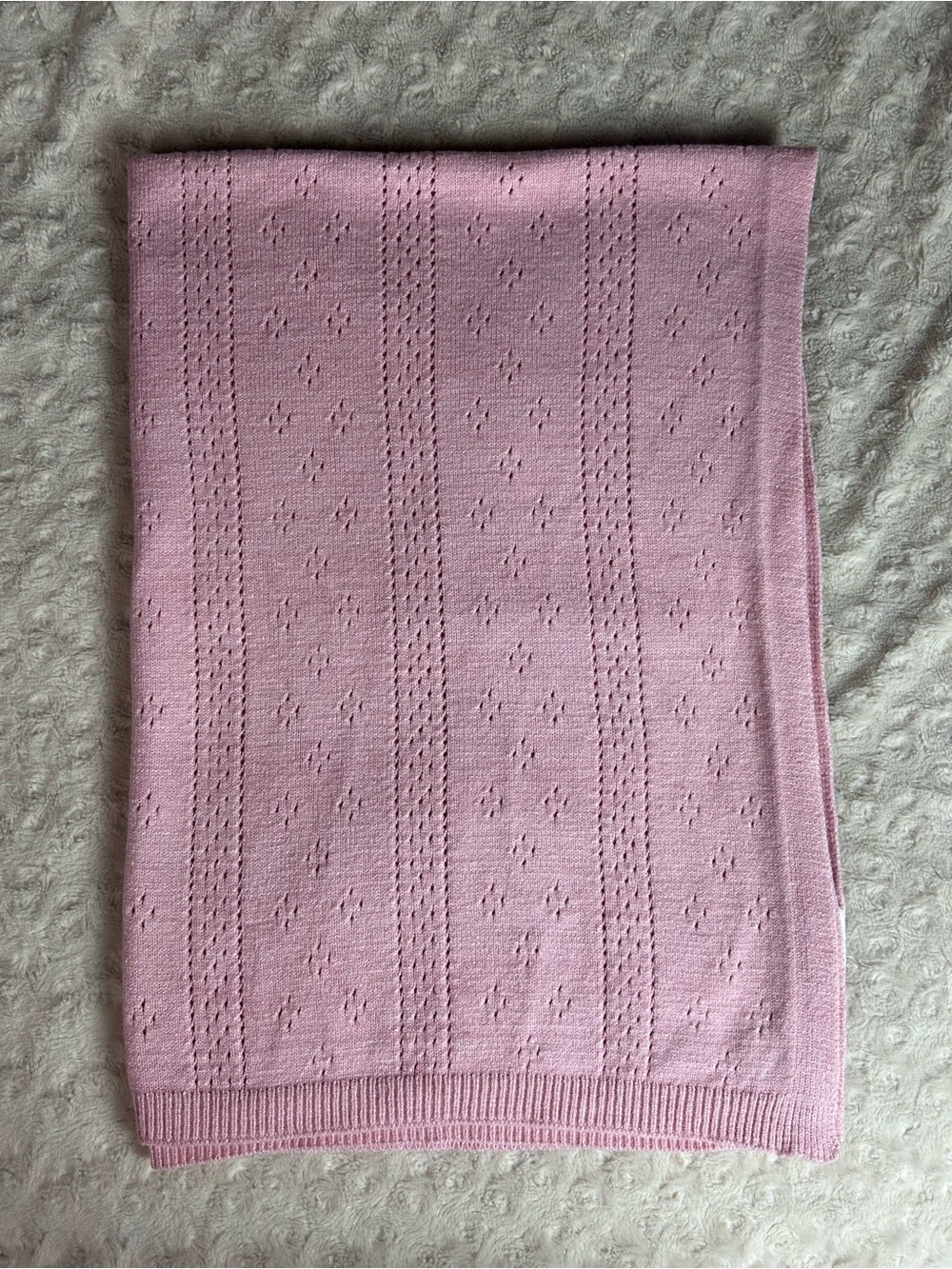First Steps Pink Sweater Knit Baby Blanket Lovey Rayon Polyester Nylon Blend